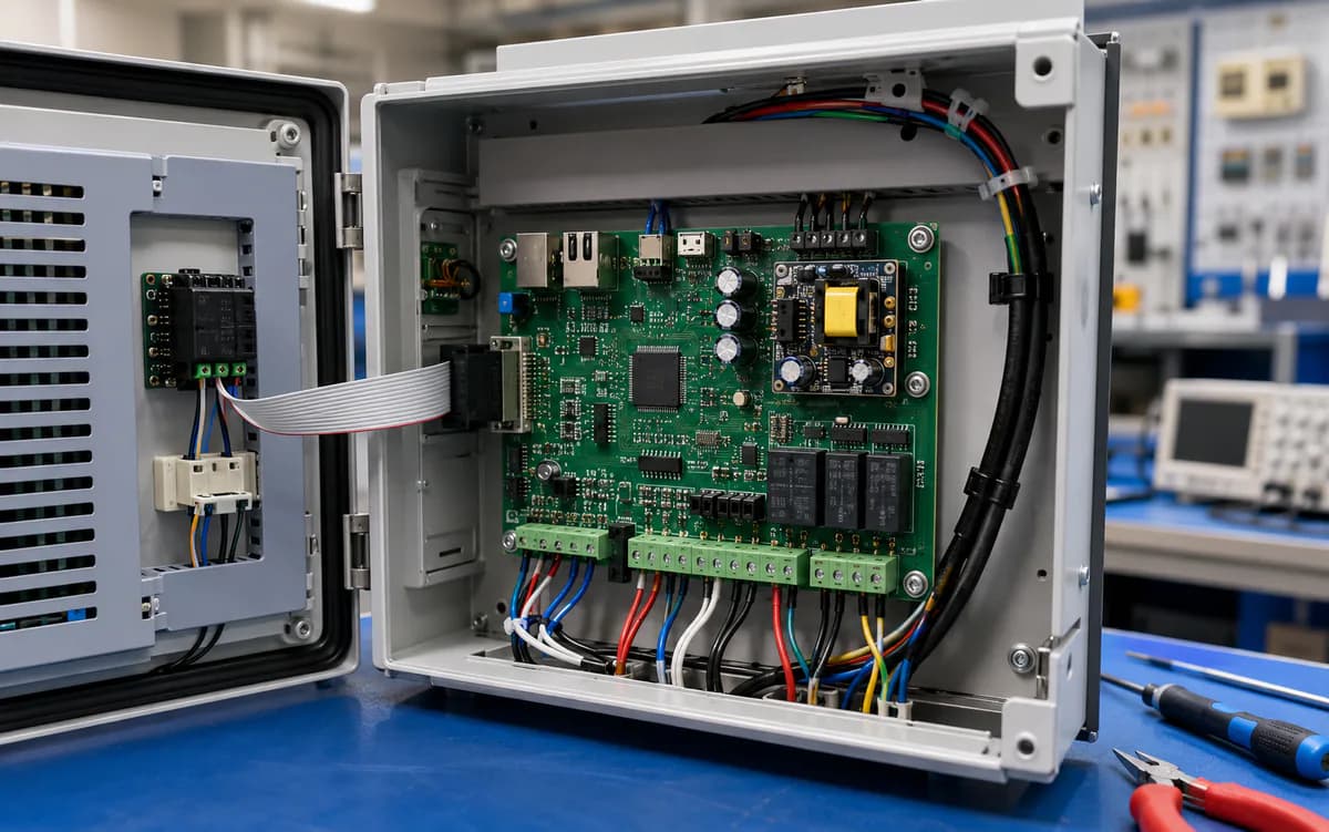 Industrial control cabinet with an installed controller PCBA