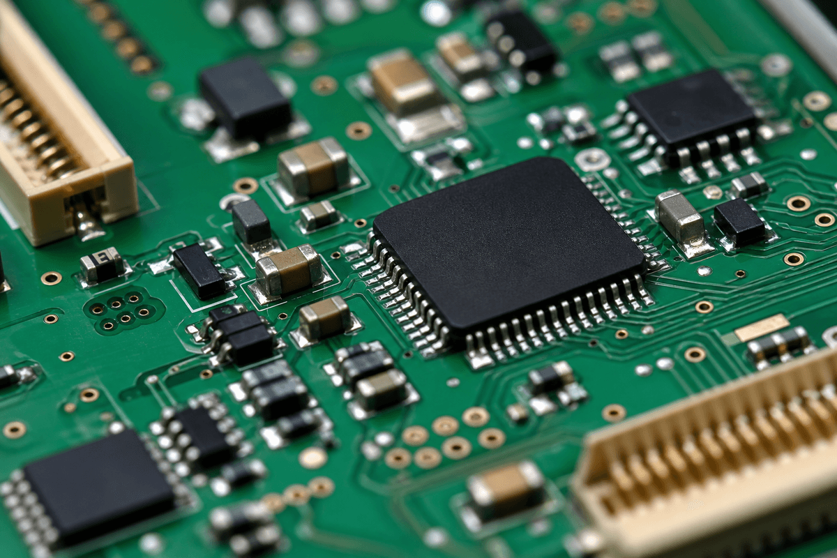 Close-up of PCB components for BOM and assembly review