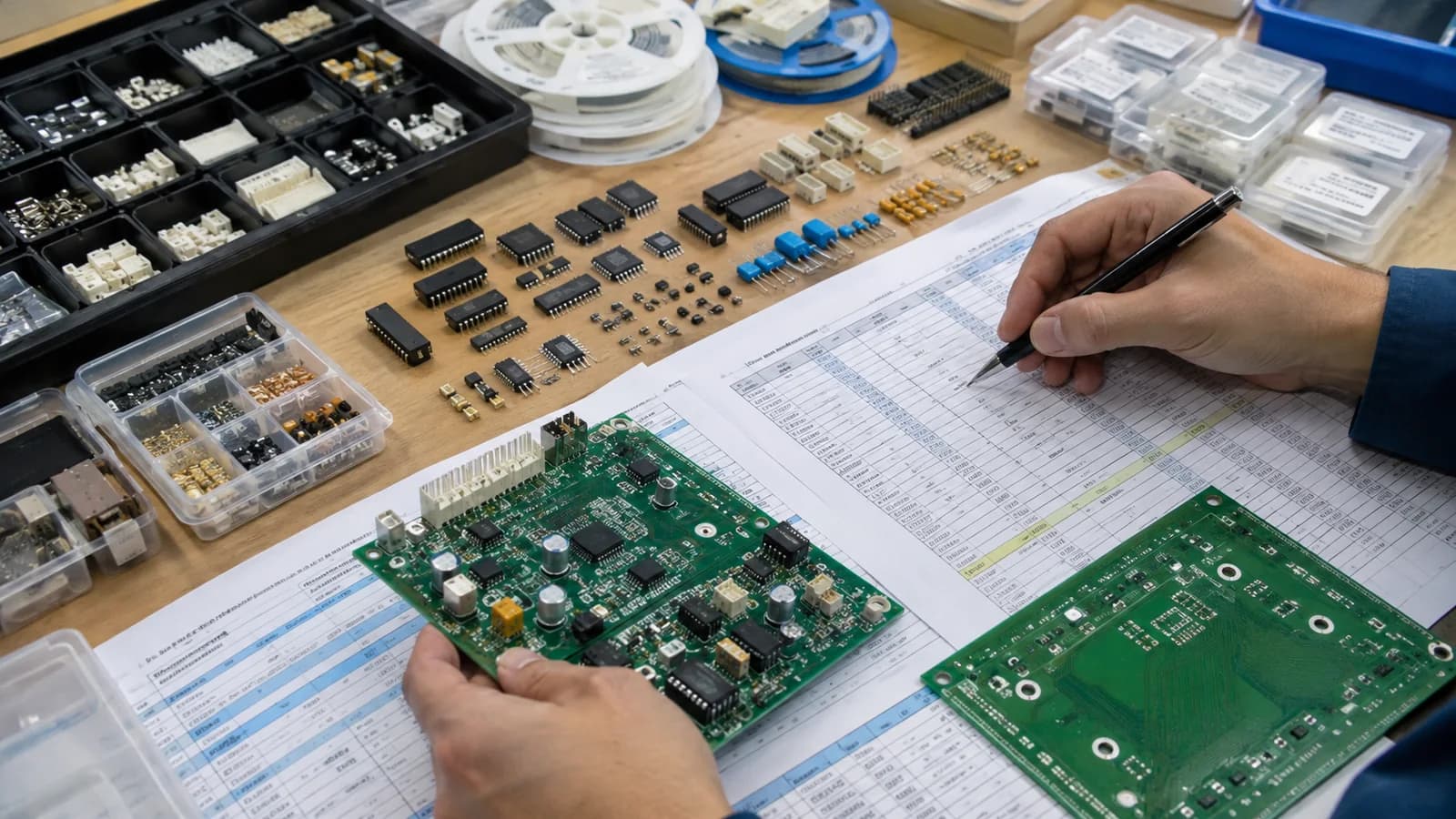 BOM review and component sourcing preparation for an edge AI PCBA project