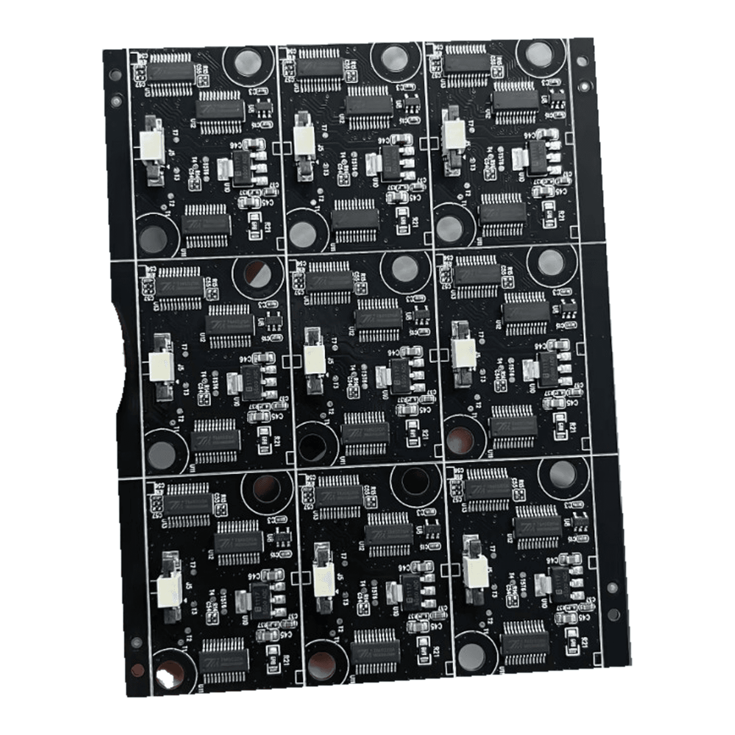 Panelized compact assemblies with populated circuit-board components, photograph 01