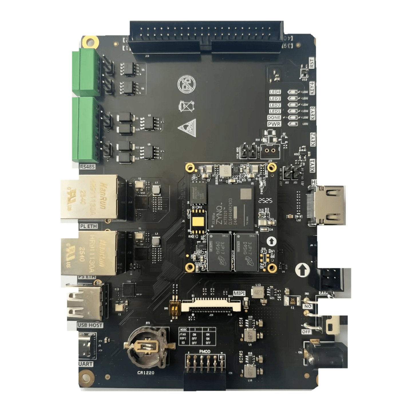 Module-on-carrier assembly with populated circuit-board components, photograph 12