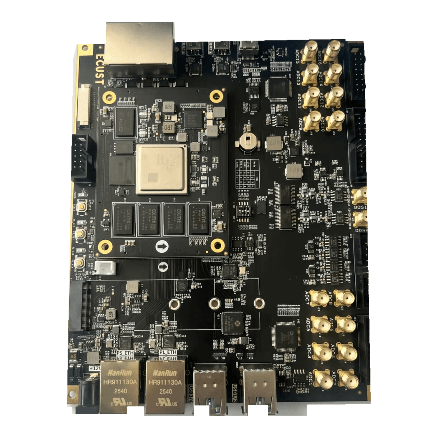 Coaxial connector assembly with populated circuit-board components, photograph 13
