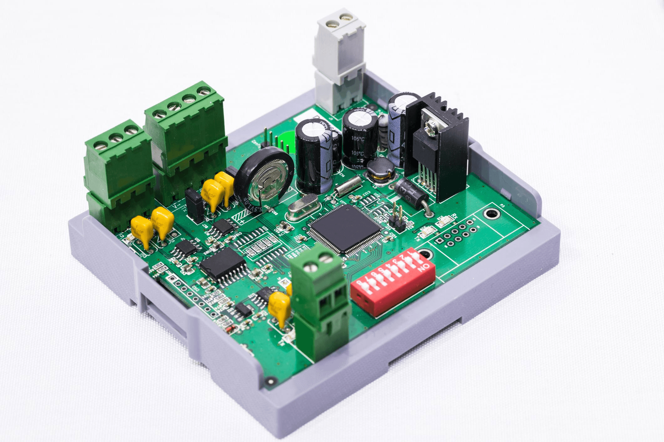 Terminal assembly in a carrier with populated circuit-board components, photograph 18