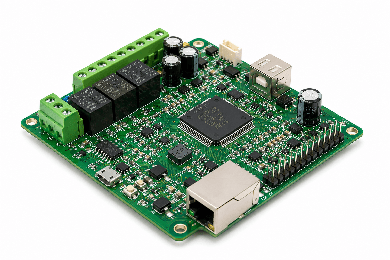 Three-relay terminal assembly with populated circuit-board components, photograph 31