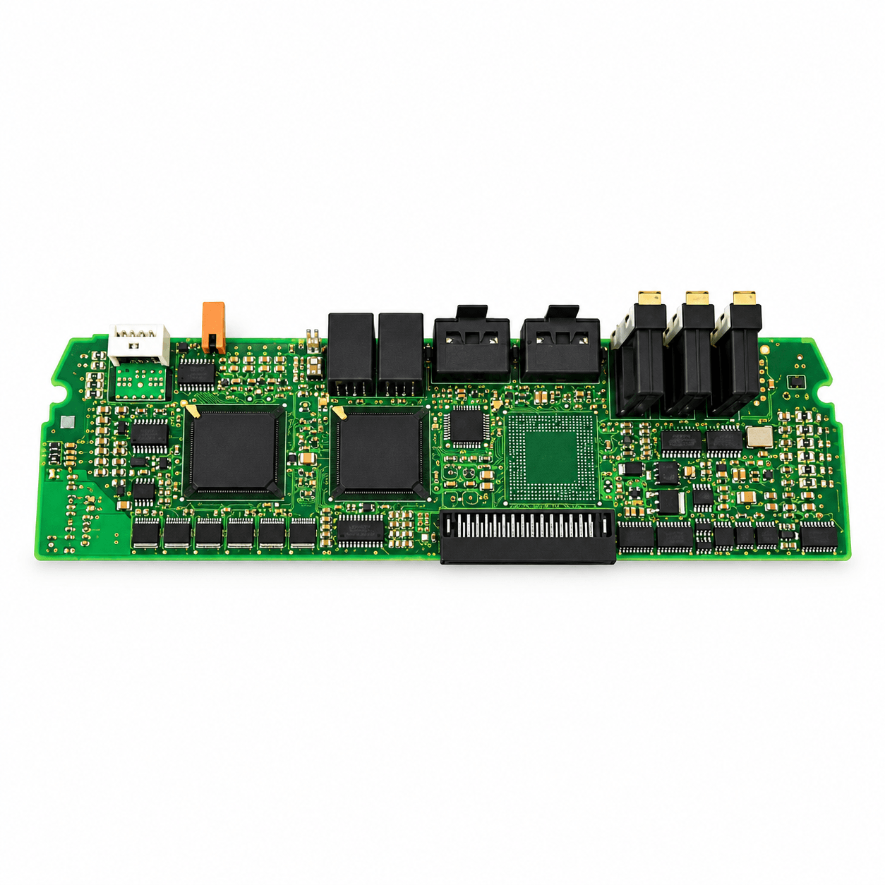 Long-format connector assembly with populated circuit-board components, photograph 41