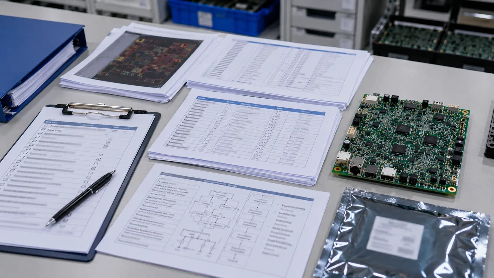 PCBA quotation checklist with Gerber files, BOM, sample board, and testing requirements